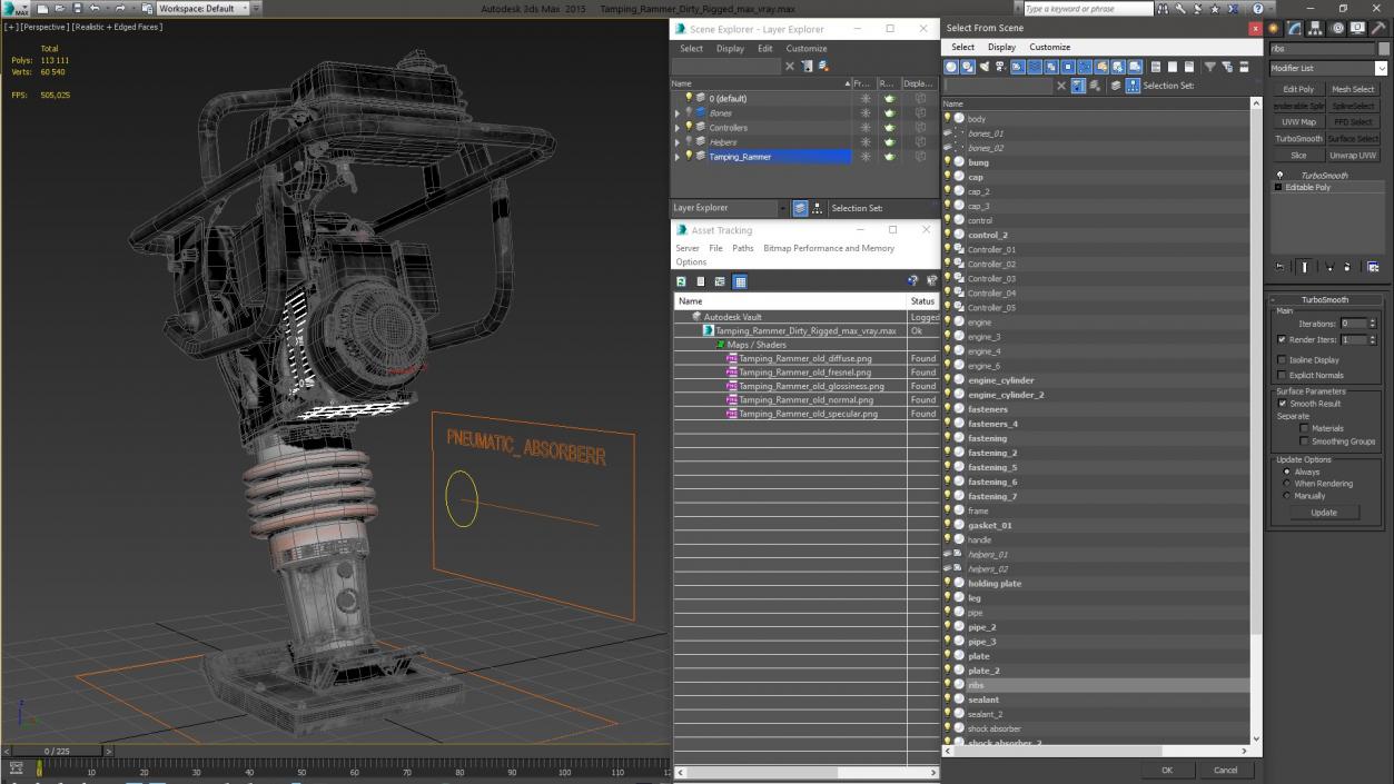 Tamping Rammer Dirty Rigged 3D