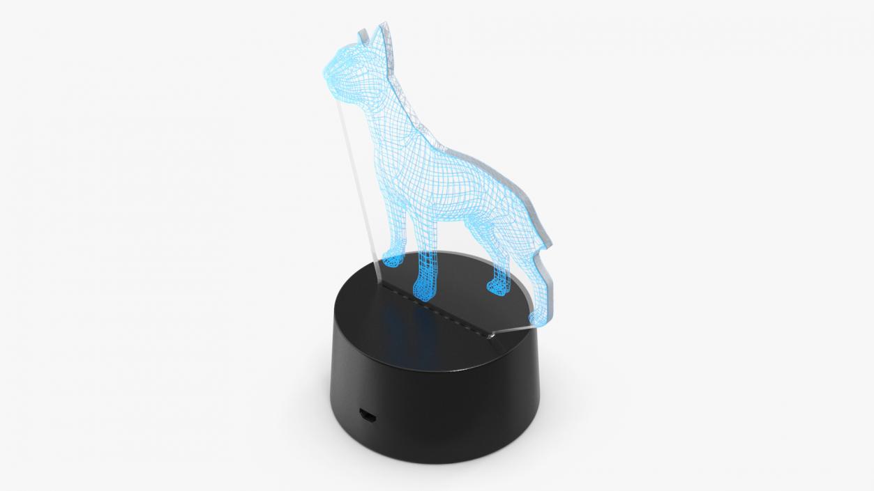 3D model Bull Terrier Dog Hologram Lamp Blue