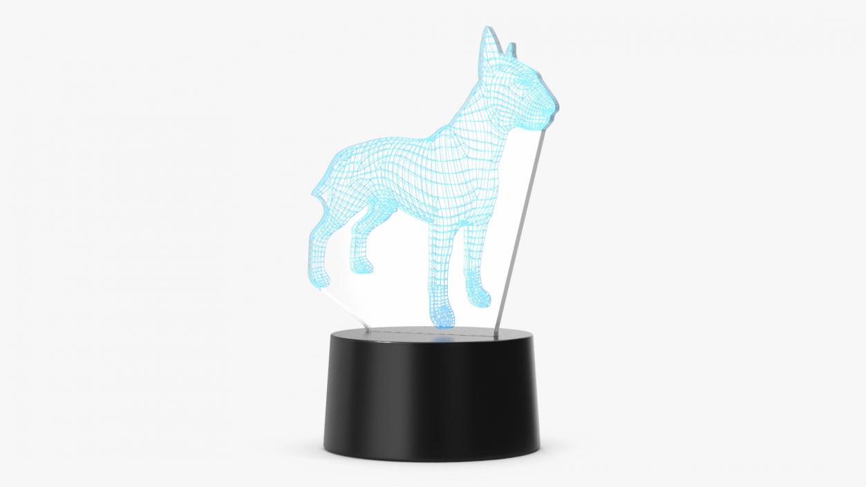 3D model Bull Terrier Dog Hologram Lamp Blue