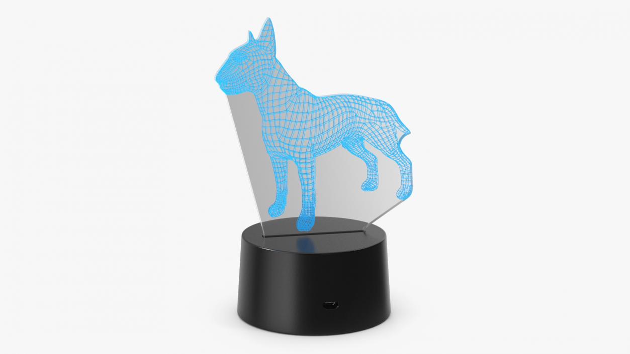 3D model Bull Terrier Dog Hologram Lamp Blue