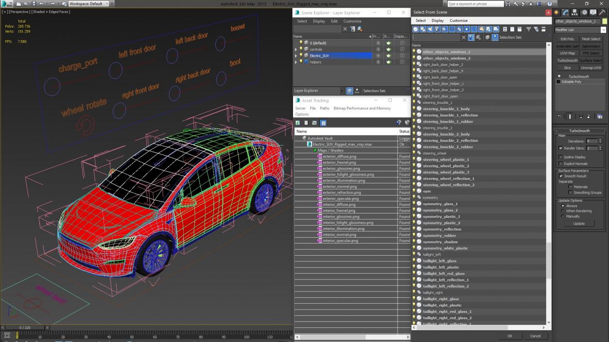 Electric SUV Rigged 3D model