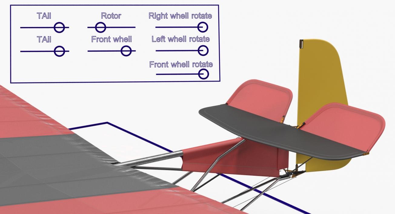 Ultralight Aircraft Chotia Weedhopper Rigged 3D model