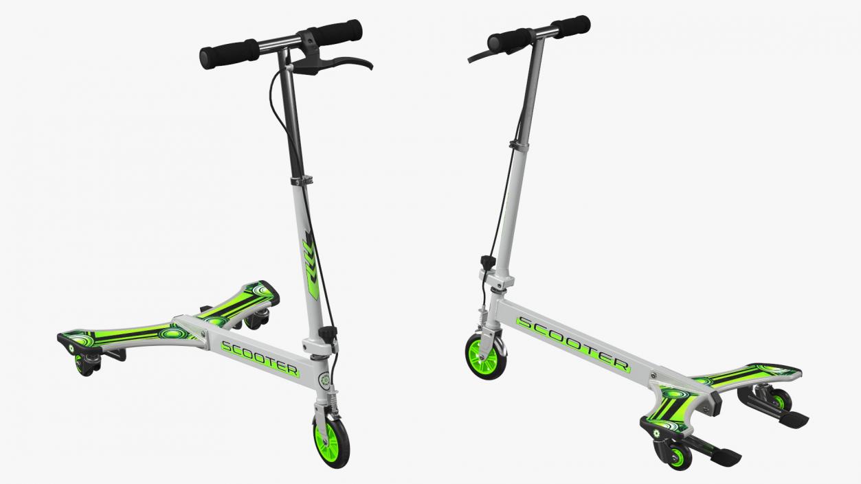 3D PowerWing Scooter Gray Green model