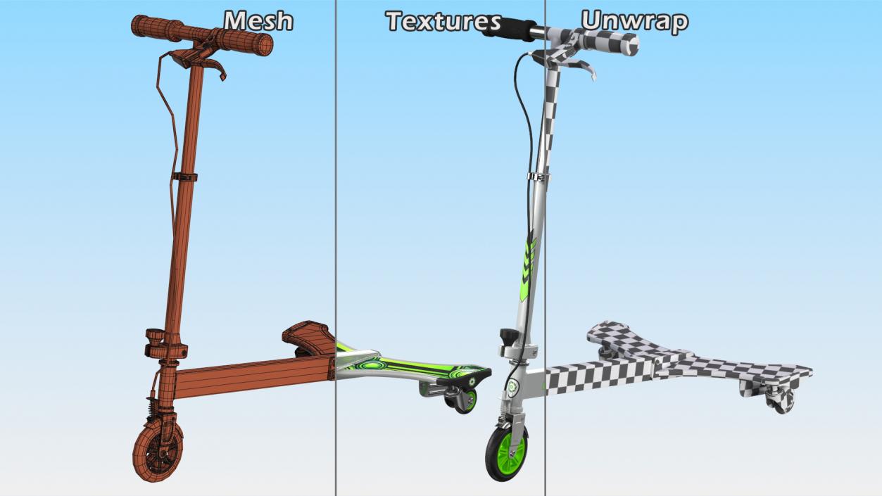 3D PowerWing Scooter Gray Green model