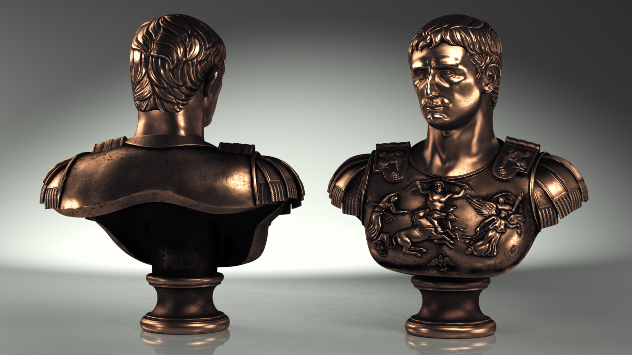 3D model Roman Emperor Bust Cast Bronze