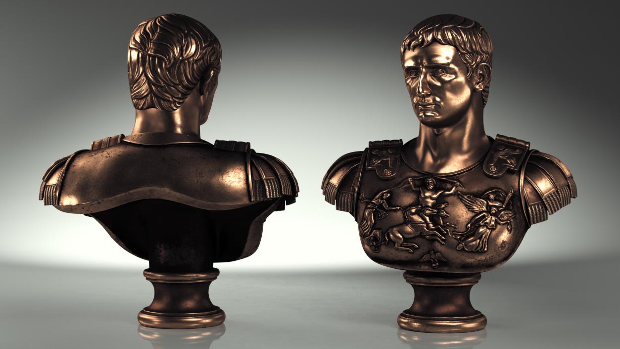 3D model Roman Emperor Bust Cast Bronze