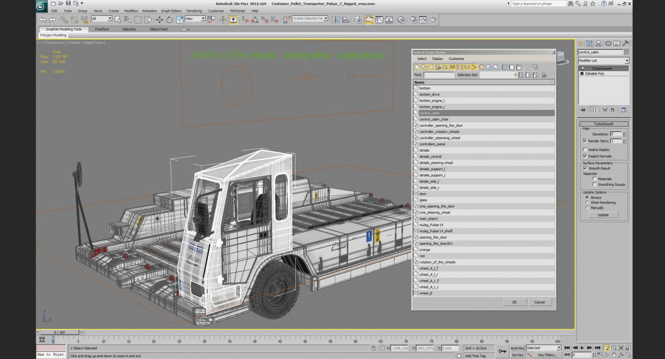 Airport Container Pallet Transporter Pulsar 7 Rigged 3D