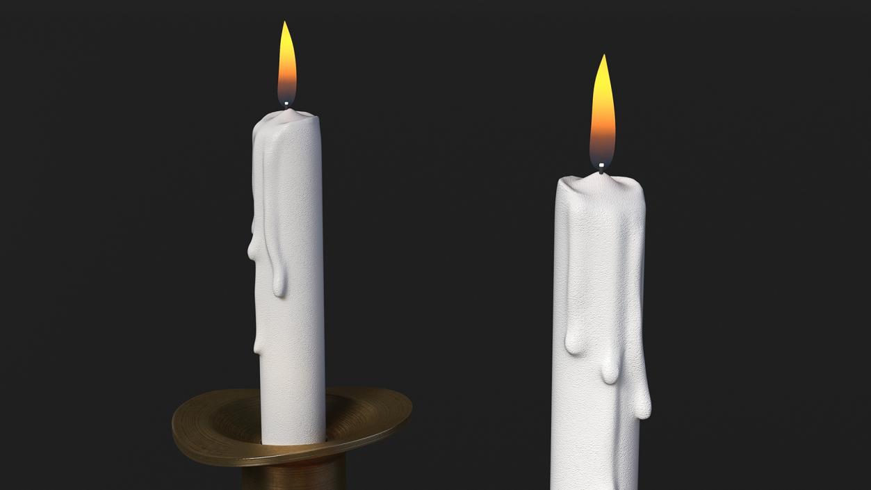 3D model Antique Candlestick with Wax Candle