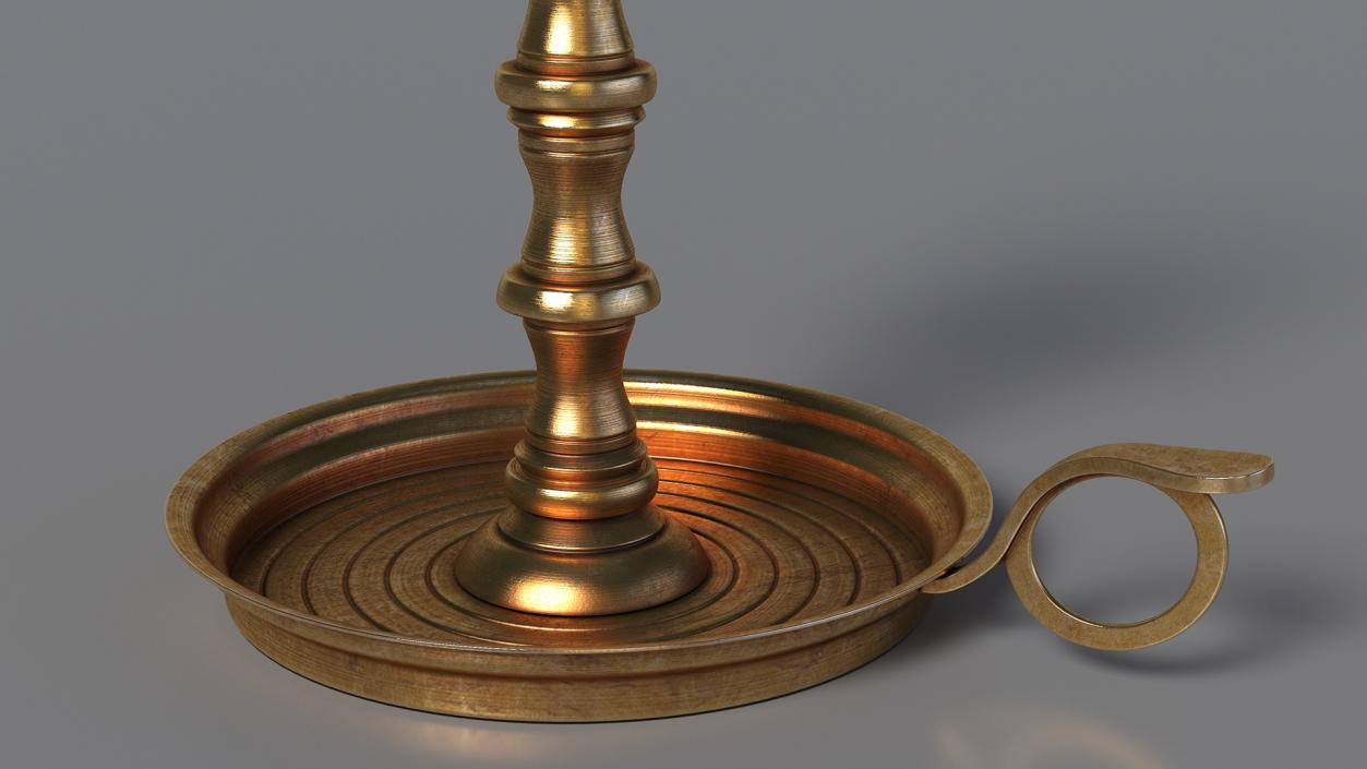 3D model Antique Candlestick with Wax Candle