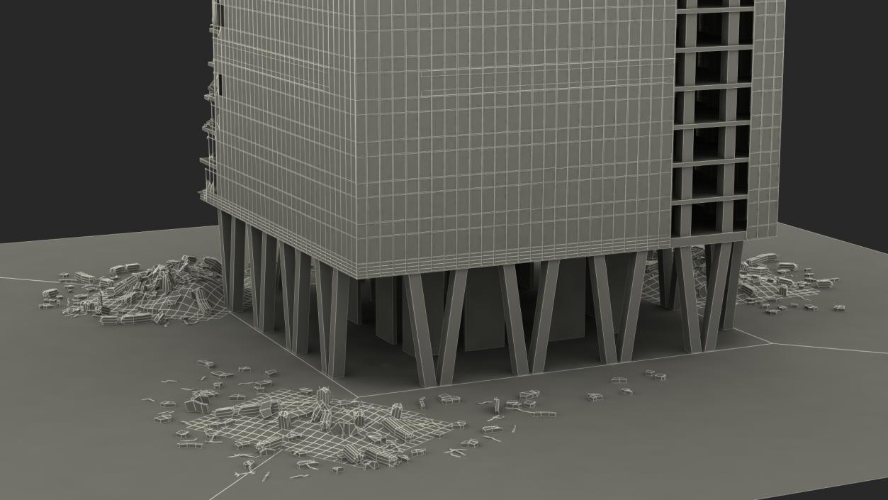 3D model Destroyed Skyscraper