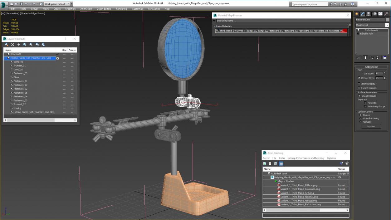 3D Helping Hands with Magnifier and Clips model