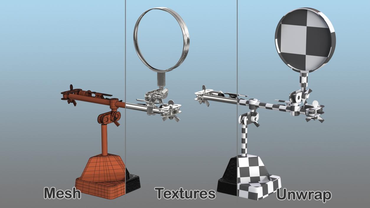 3D Helping Hands with Magnifier and Clips model