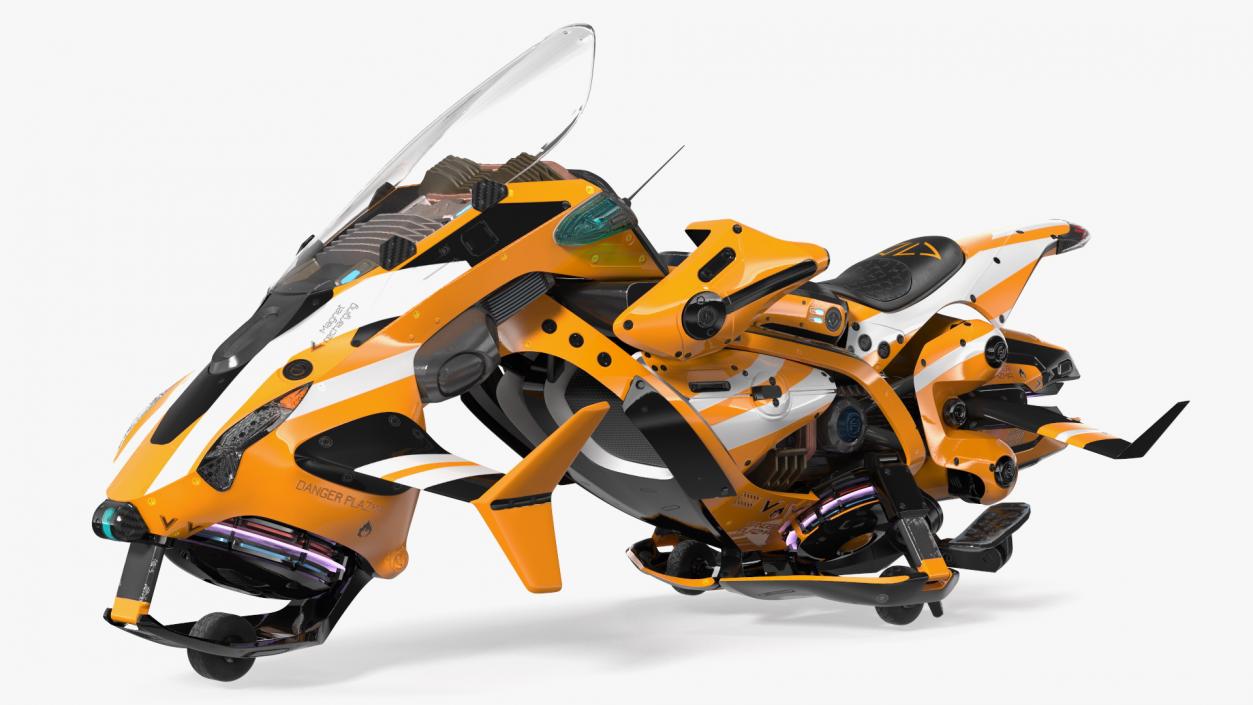 Scifi Fly Motorcycle Yellow 3D