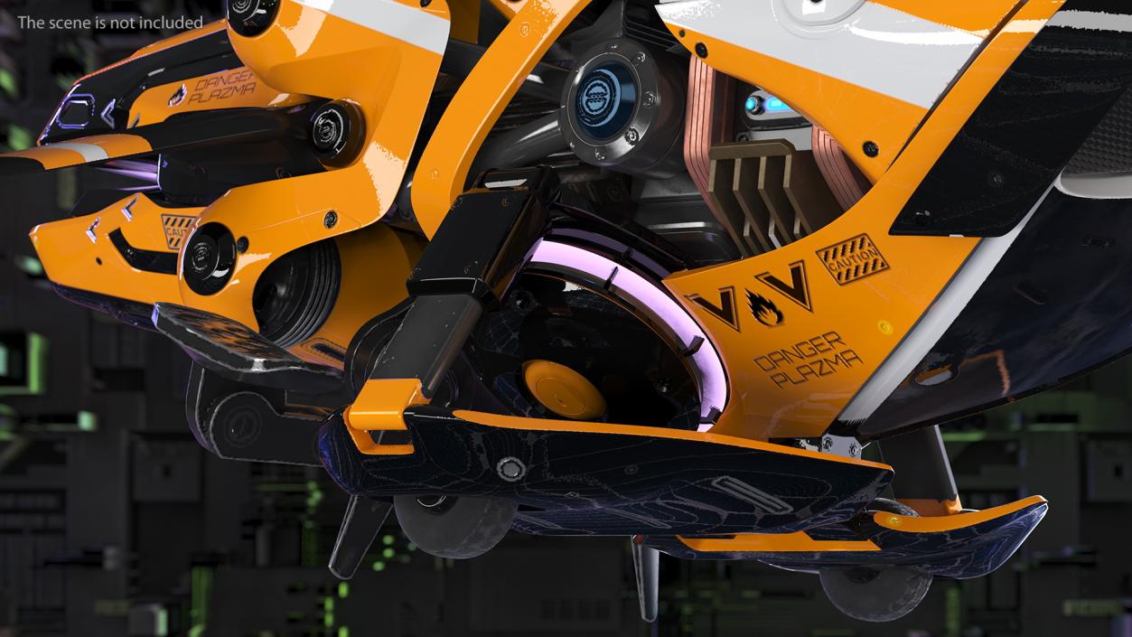 Scifi Fly Motorcycle Yellow 3D