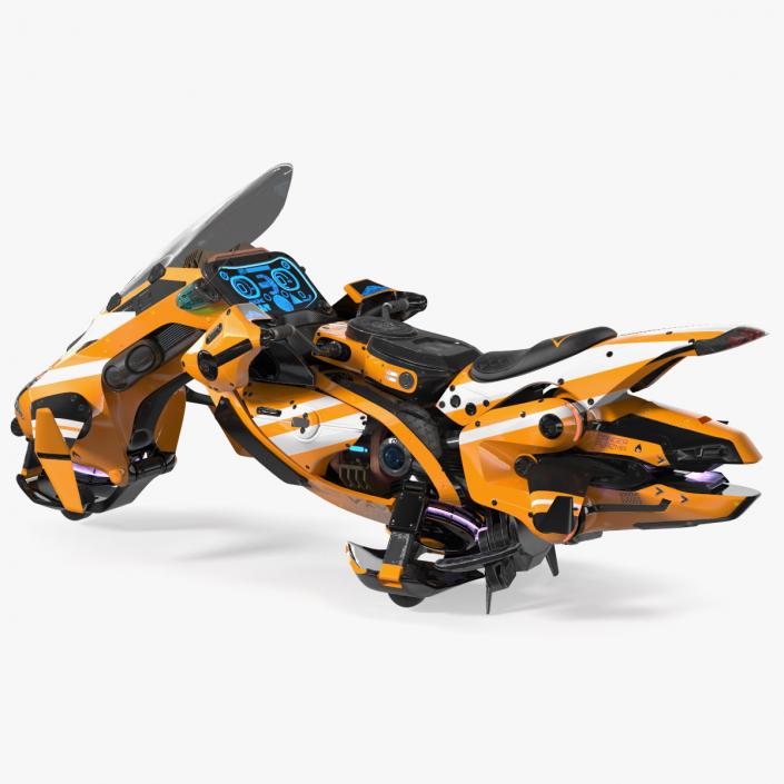 Scifi Fly Motorcycle Yellow 3D