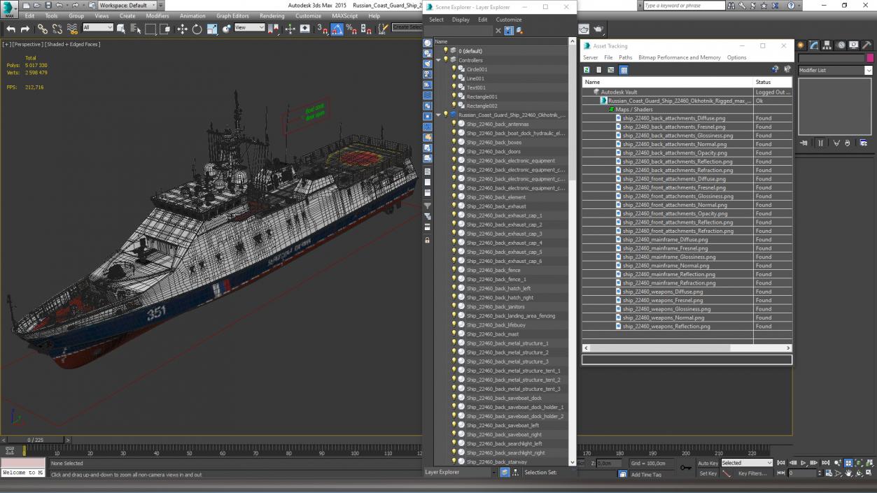 3D Russian Coast Guard Ship 22460 Okhotnik Rigged 2 model