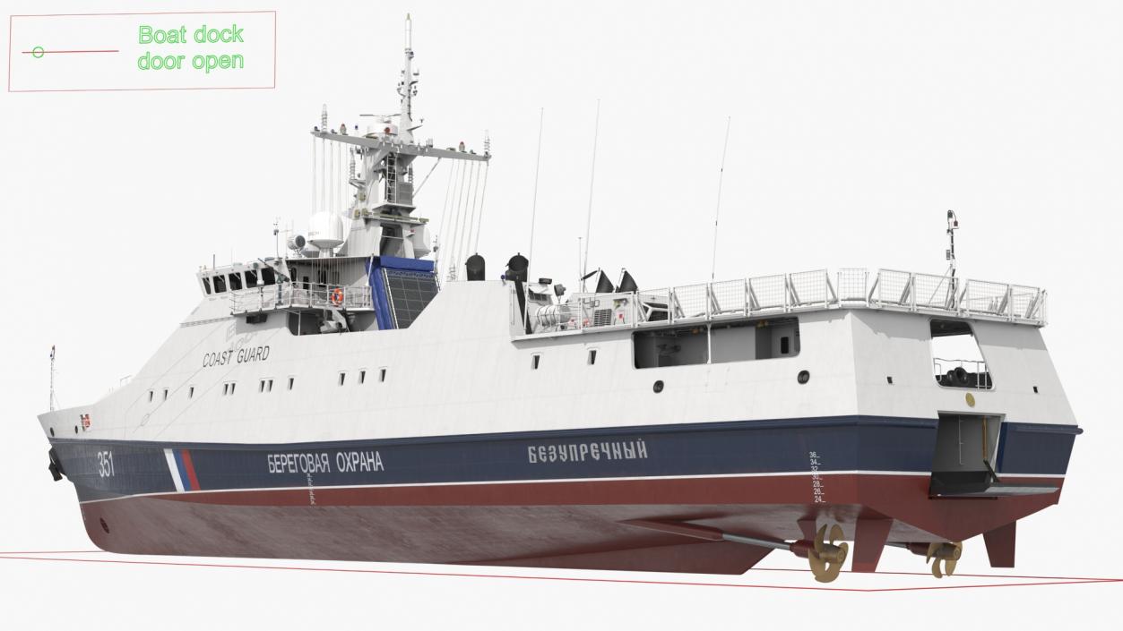 3D Russian Coast Guard Ship 22460 Okhotnik Rigged 2 model