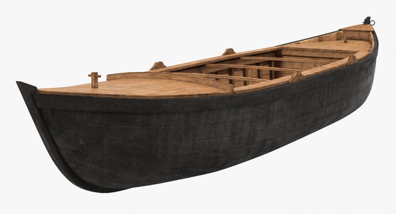 3D model Large Wooden Freight Boat