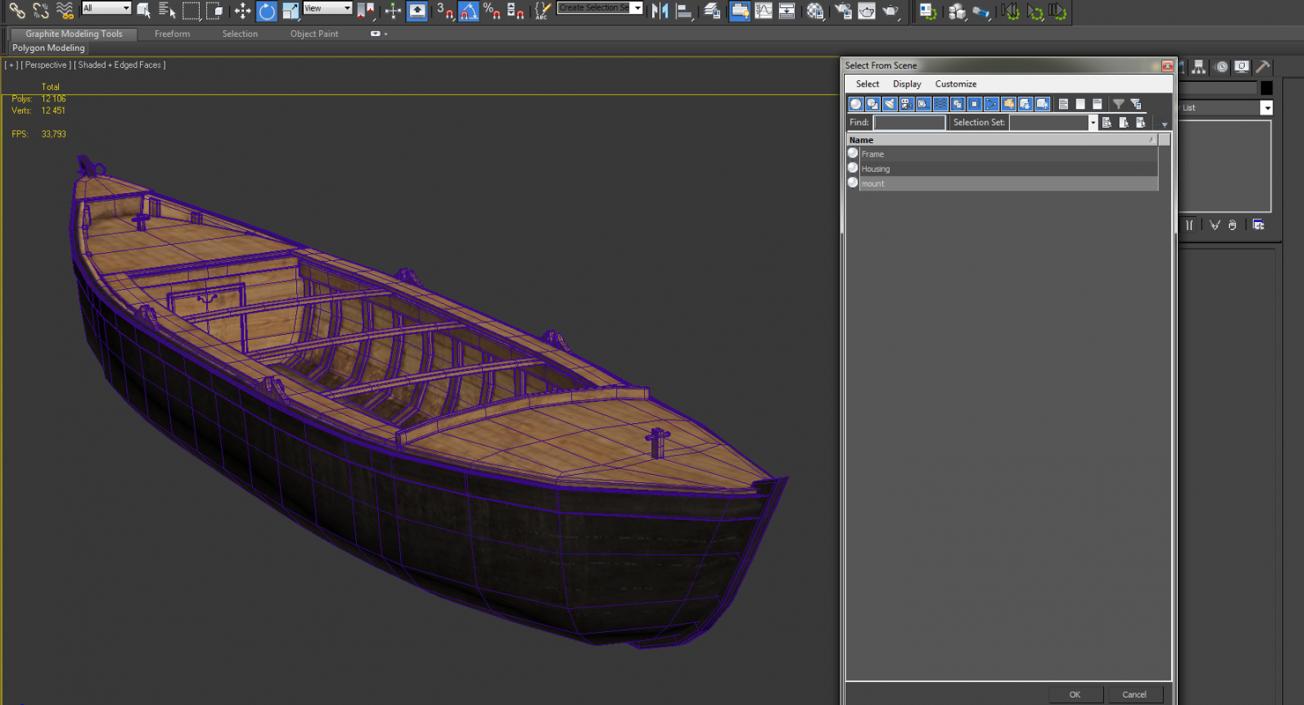 3D model Large Wooden Freight Boat