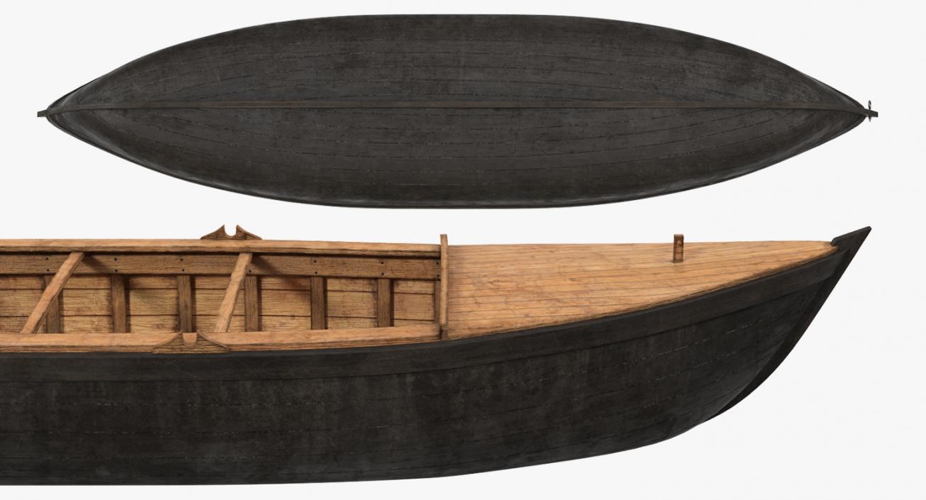 3D model Large Wooden Freight Boat