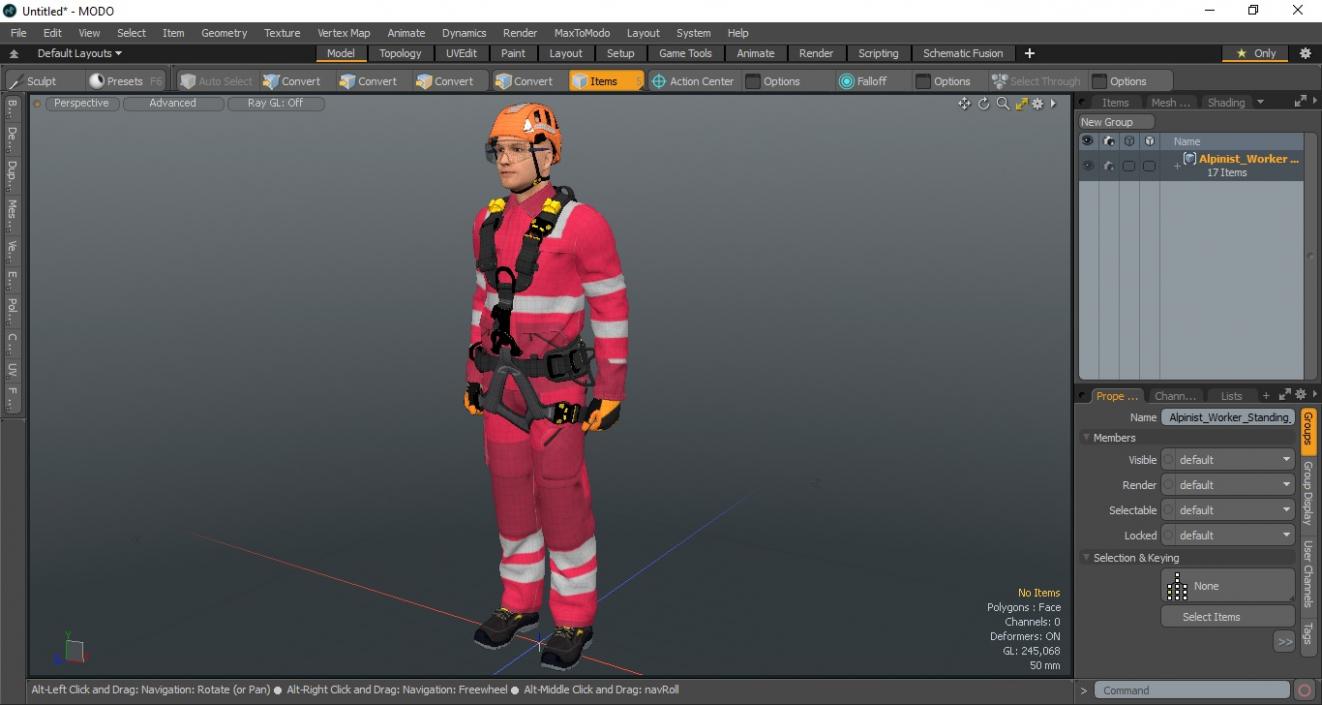 Alpinist Worker Standing Pose 3D model