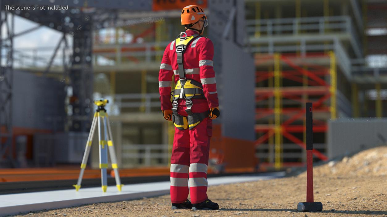 Alpinist Worker Standing Pose 3D model