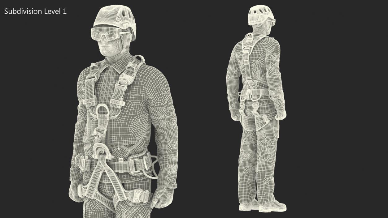 Alpinist Worker Standing Pose 3D model