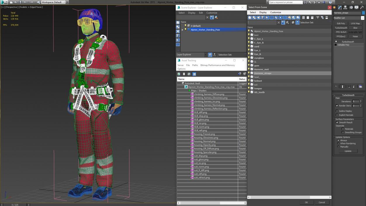 Alpinist Worker Standing Pose 3D model