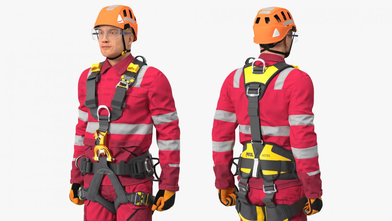 Alpinist Worker Standing Pose 3D model