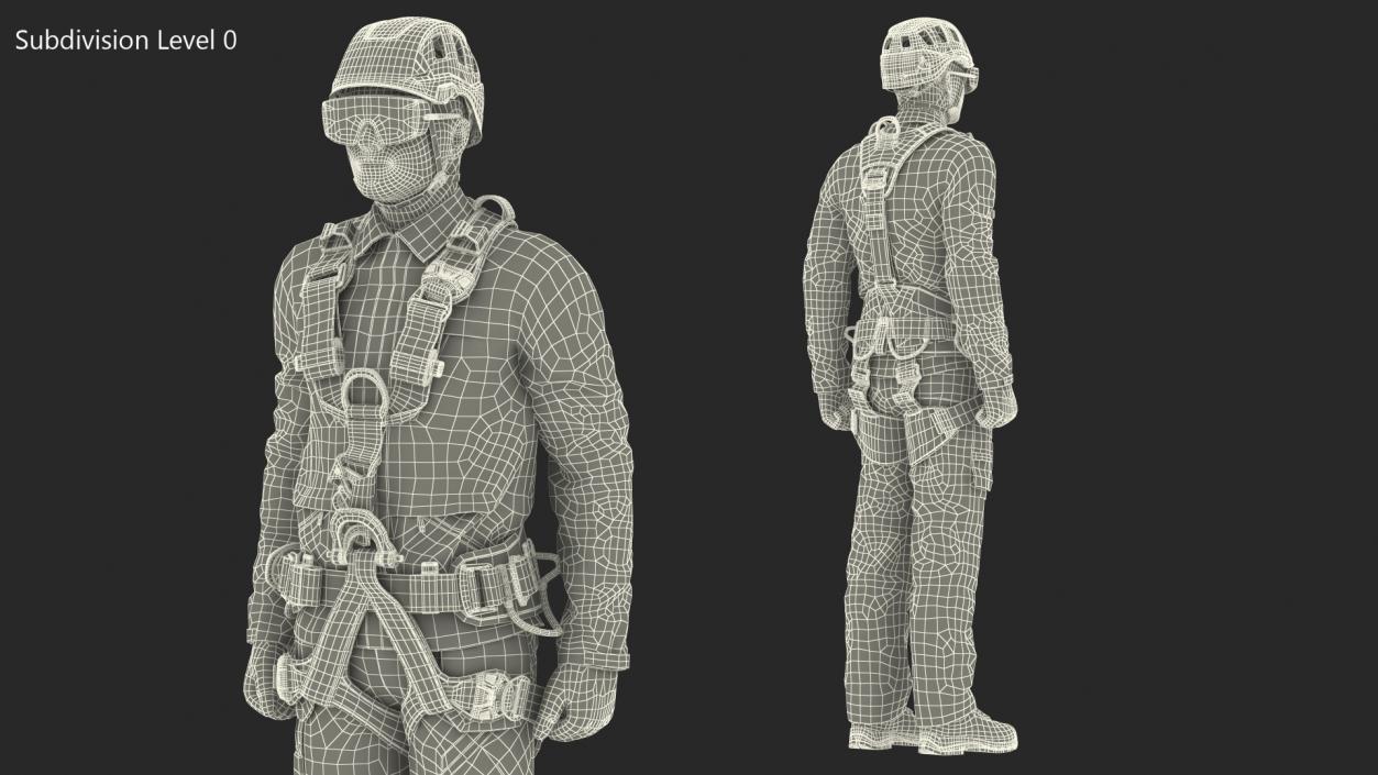 Alpinist Worker Standing Pose 3D model