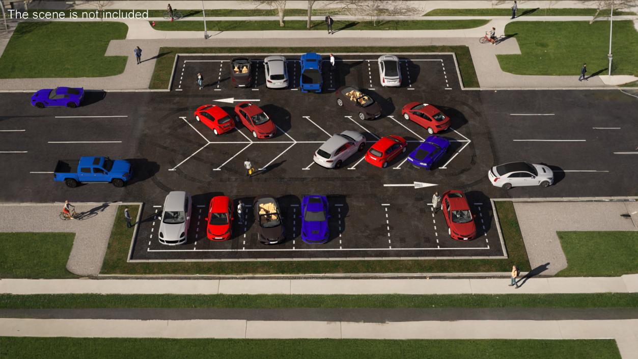 Empty Street Parking 26 Spaces Old 3D model