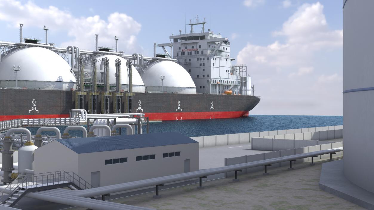 3D LNG Import Terminal with Gas Carrier Ship