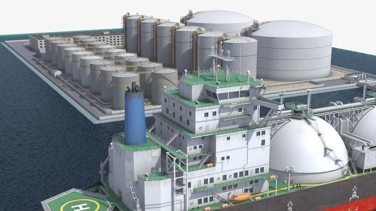 3D LNG Import Terminal with Gas Carrier Ship