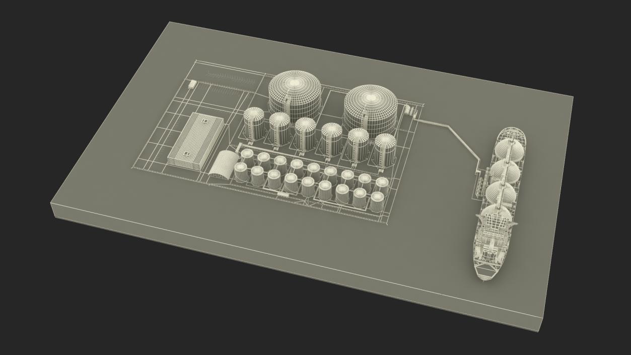 3D LNG Import Terminal with Gas Carrier Ship