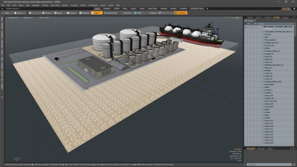 3D LNG Import Terminal with Gas Carrier Ship