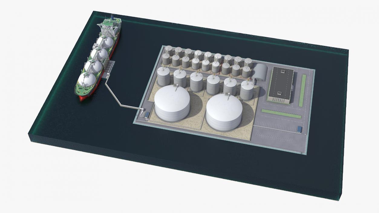 3D LNG Import Terminal with Gas Carrier Ship