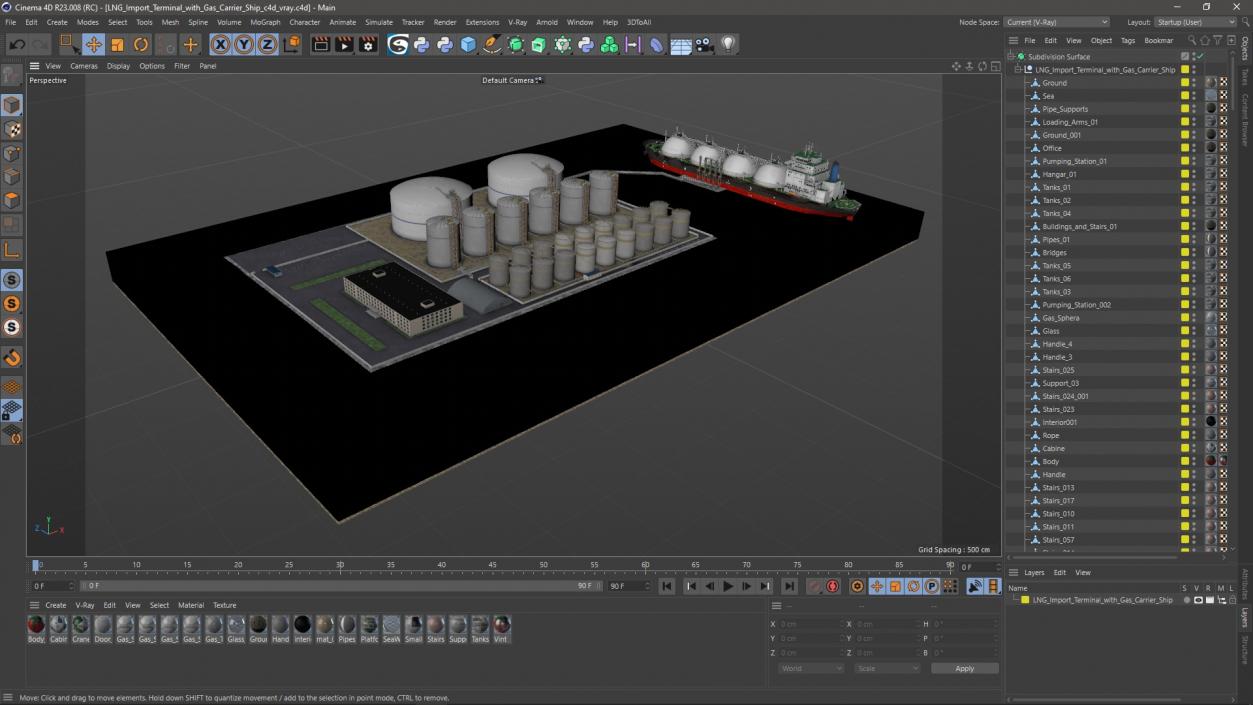 3D LNG Import Terminal with Gas Carrier Ship