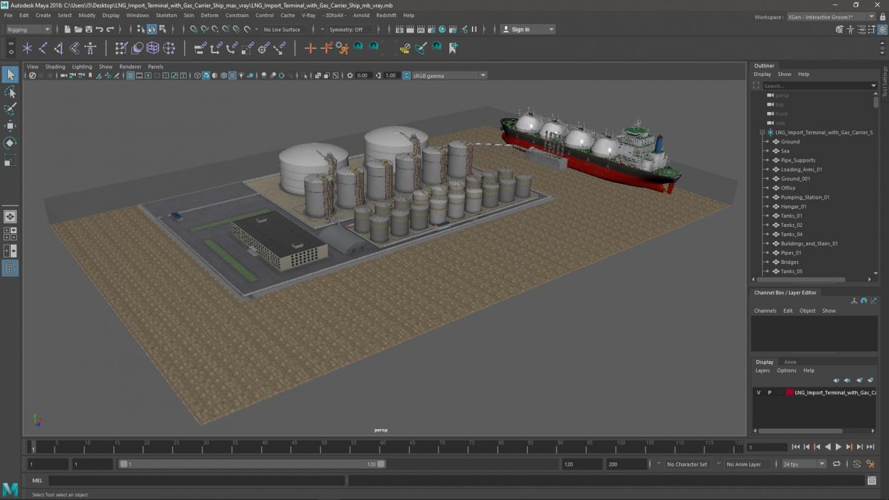 3D LNG Import Terminal with Gas Carrier Ship