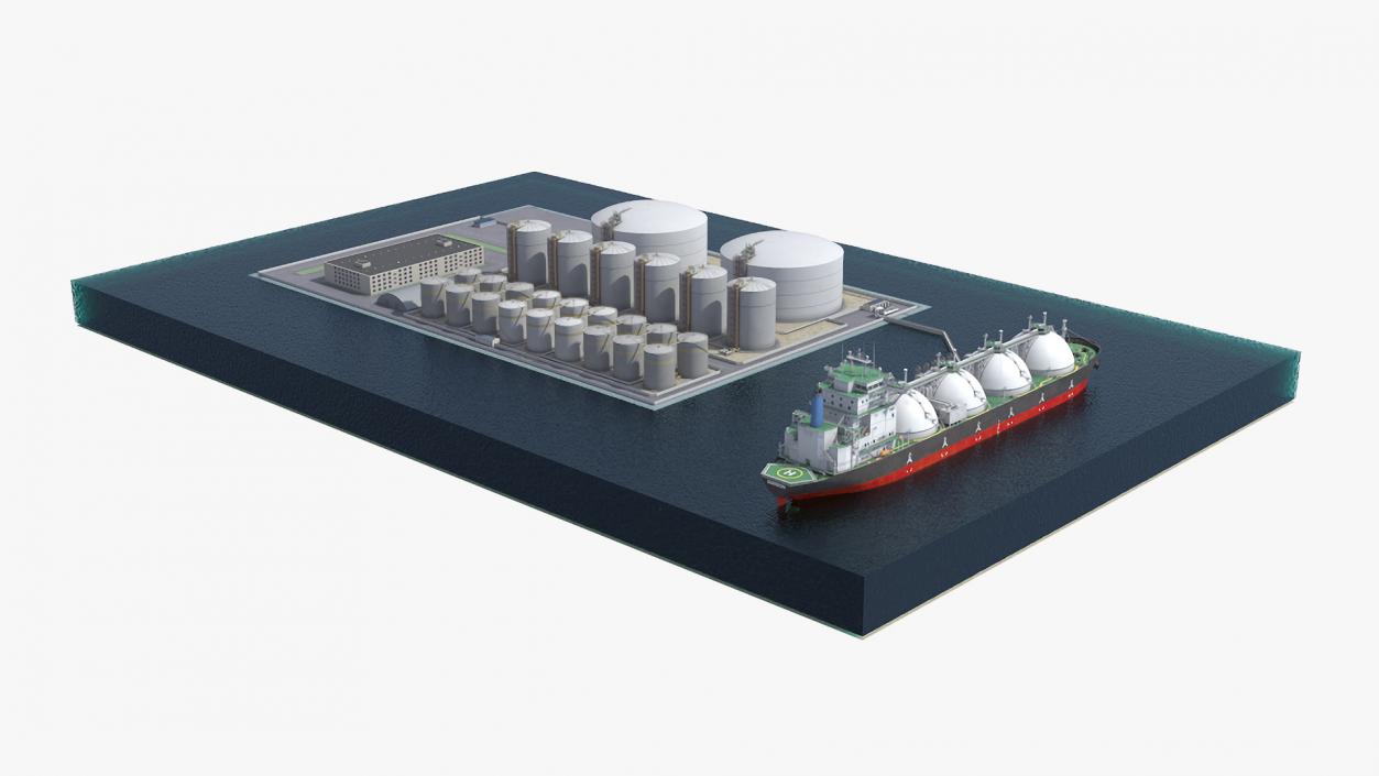 3D LNG Import Terminal with Gas Carrier Ship