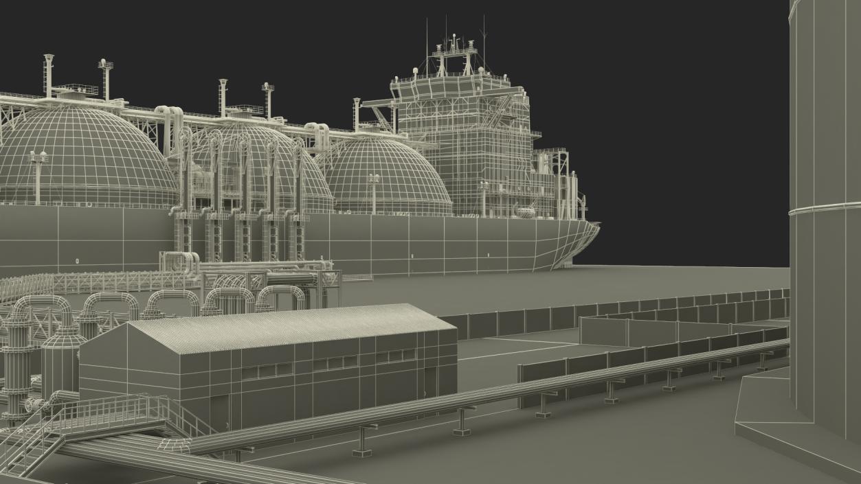 3D LNG Import Terminal with Gas Carrier Ship