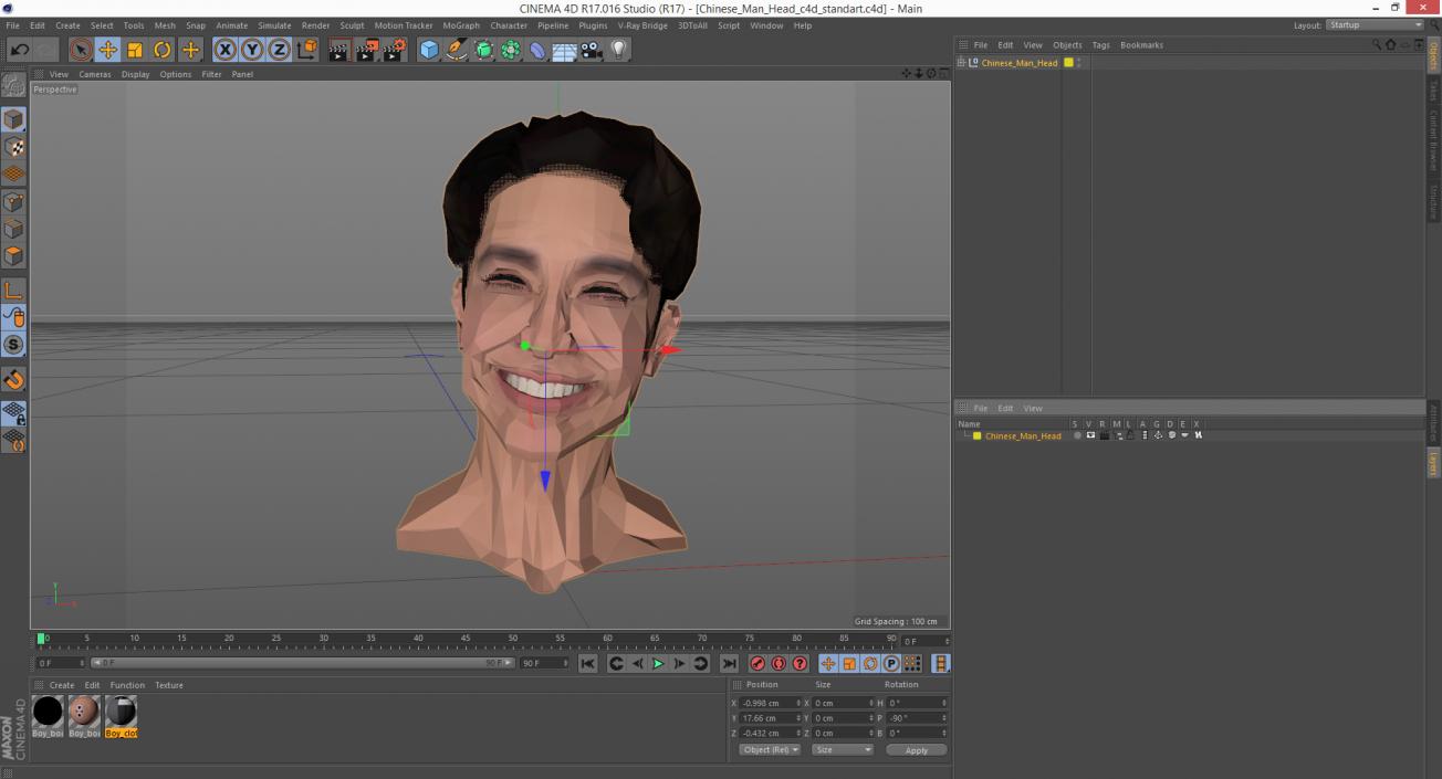 3D Chinese Man Head