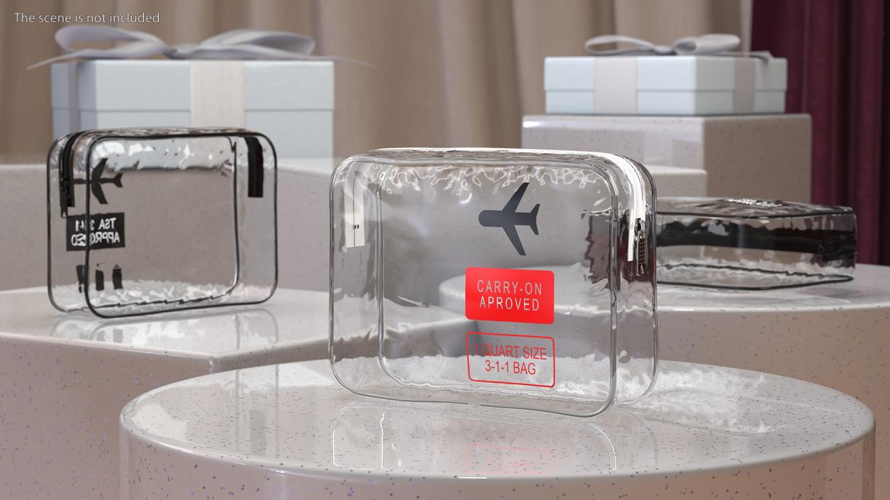 3D TSA Approved Clear Travel Cosmetic Bag model