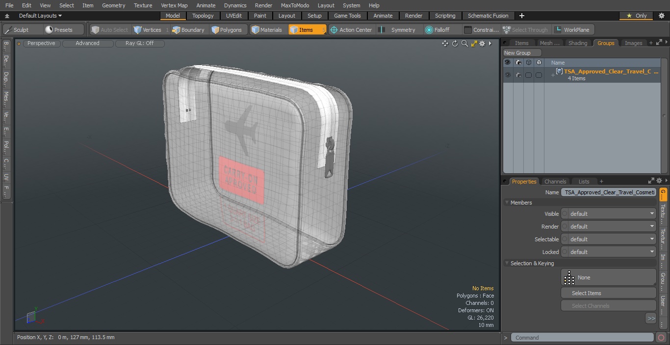 3D TSA Approved Clear Travel Cosmetic Bag model