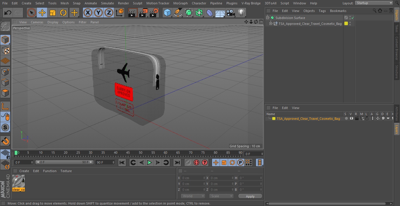 3D TSA Approved Clear Travel Cosmetic Bag model