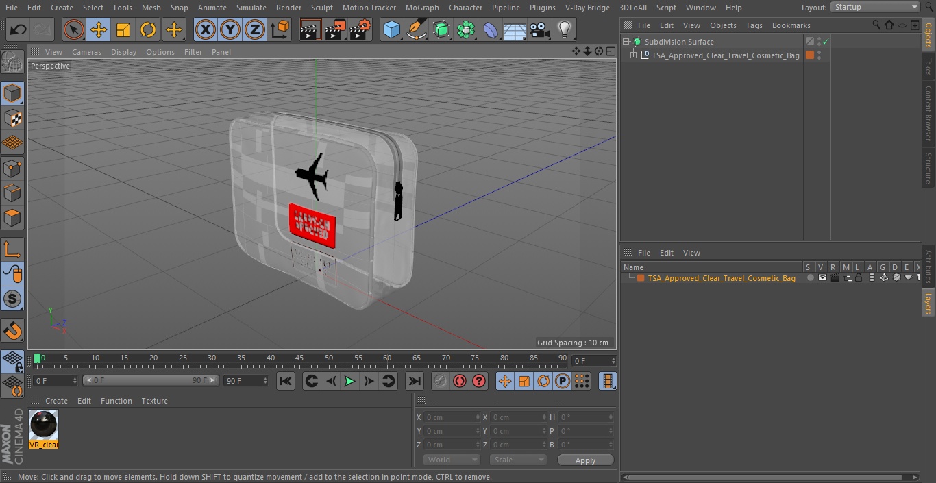 3D TSA Approved Clear Travel Cosmetic Bag model