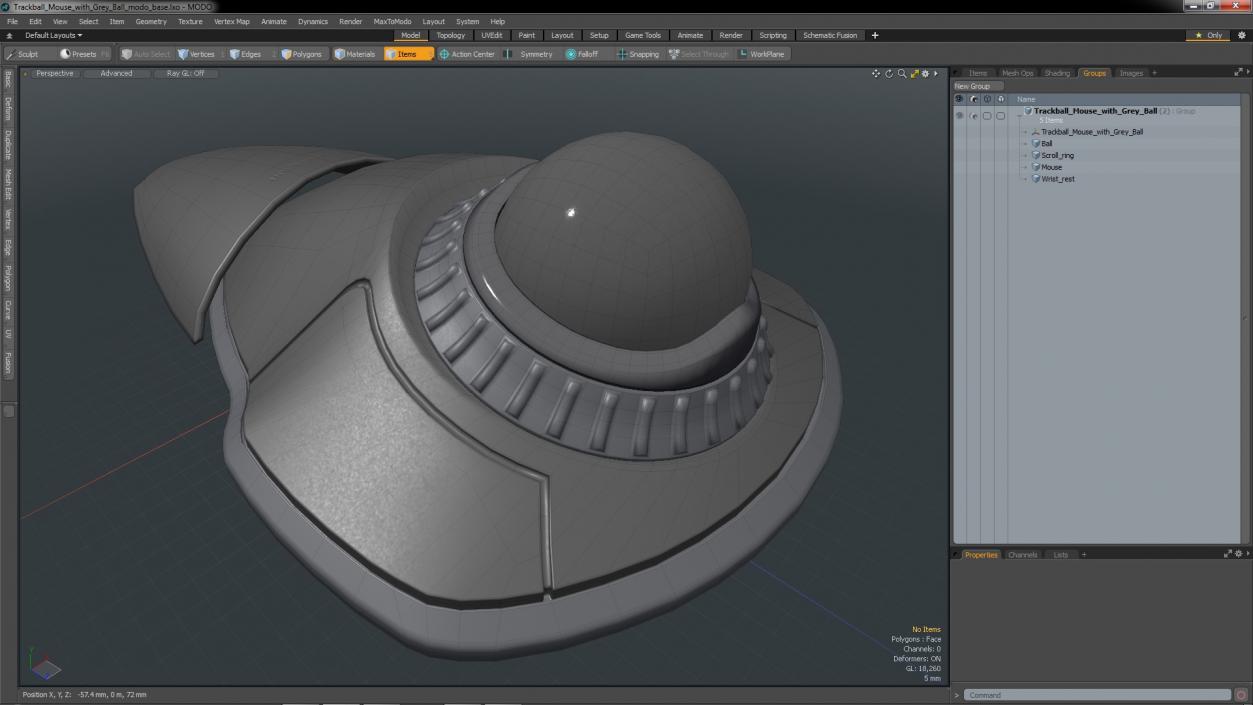 3D model Trackball Mouse with Grey Ball