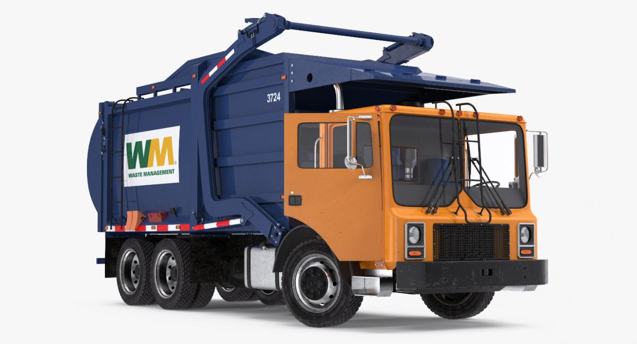 3D Garbage Truck and Cans Collection model