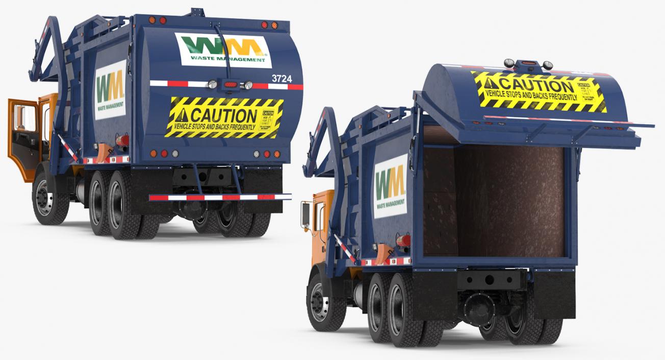 3D Garbage Truck and Cans Collection model