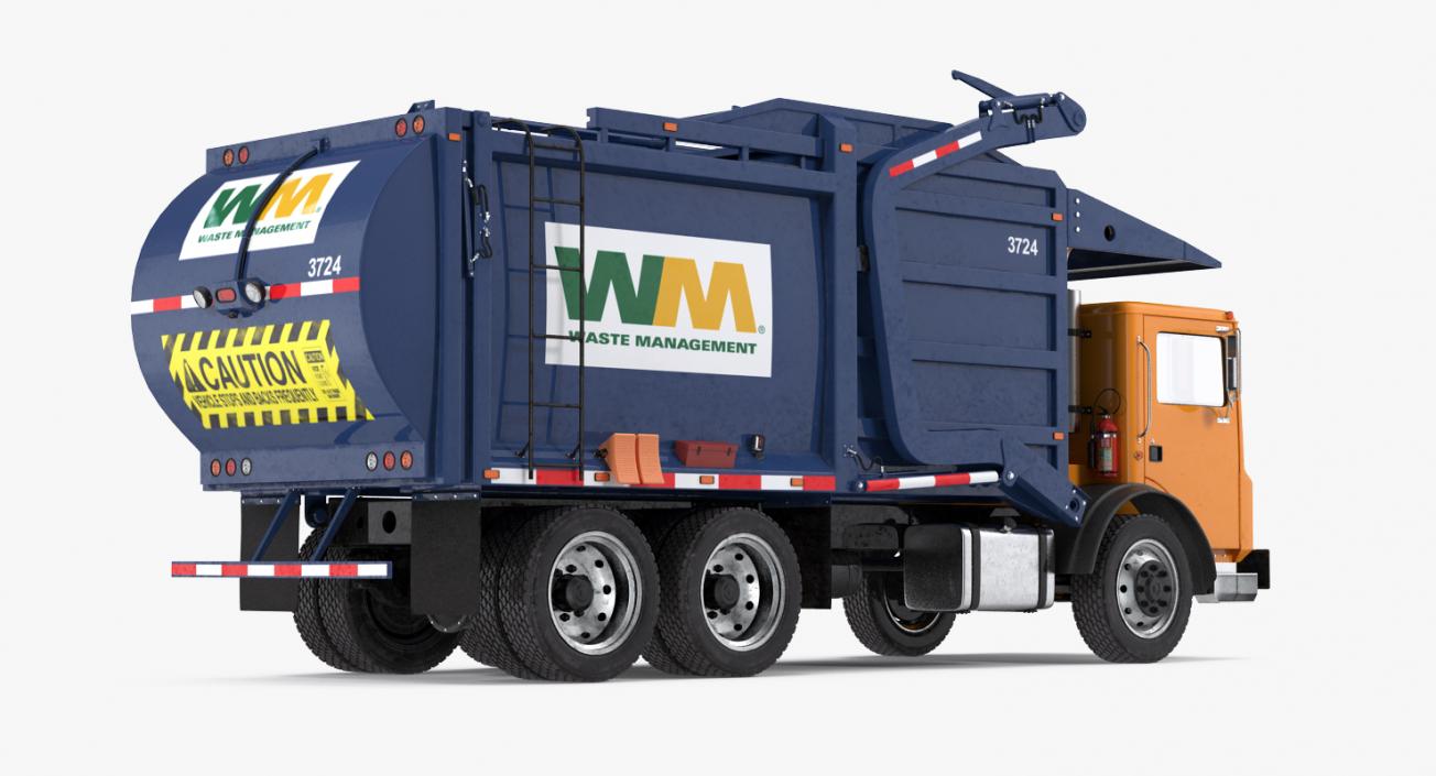 3D Garbage Truck and Cans Collection model