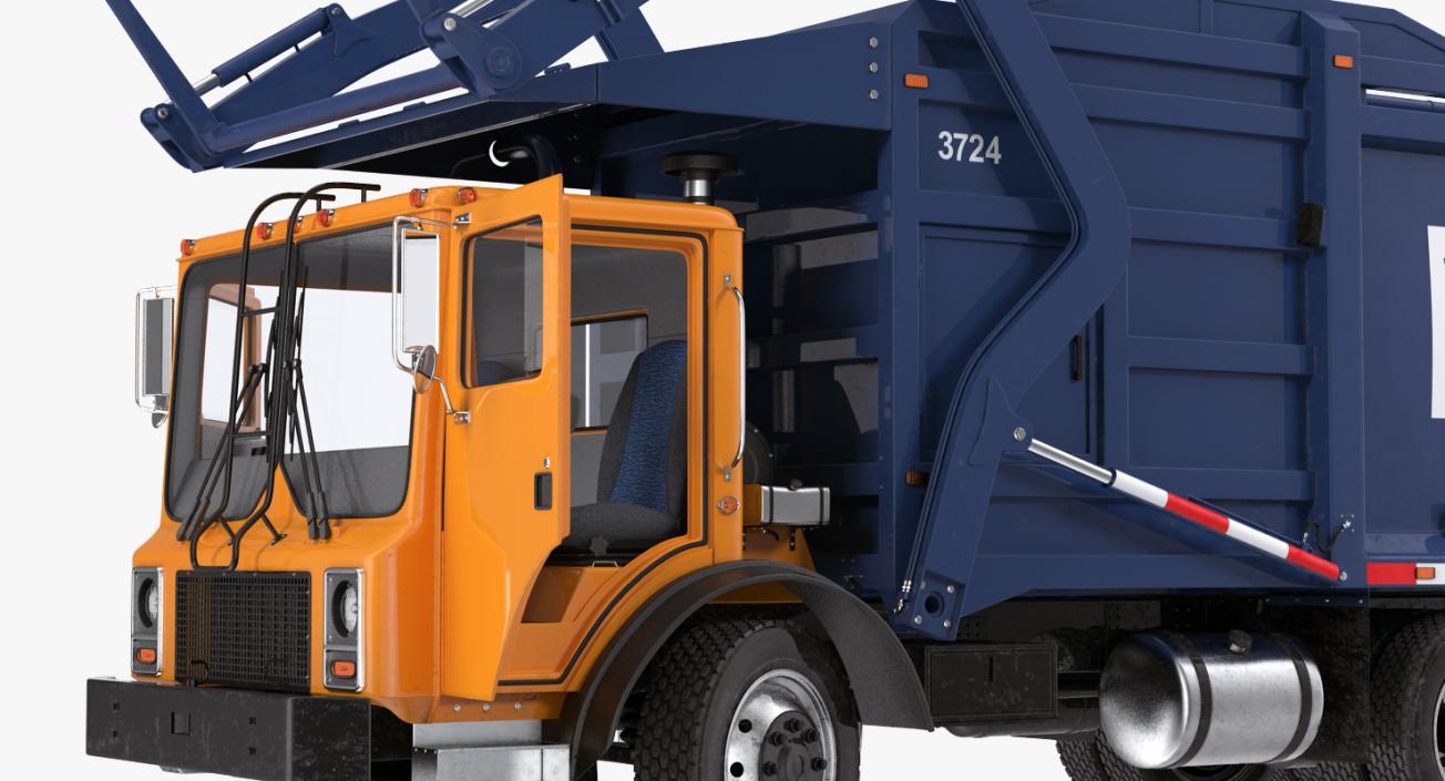 3D Garbage Truck and Cans Collection model